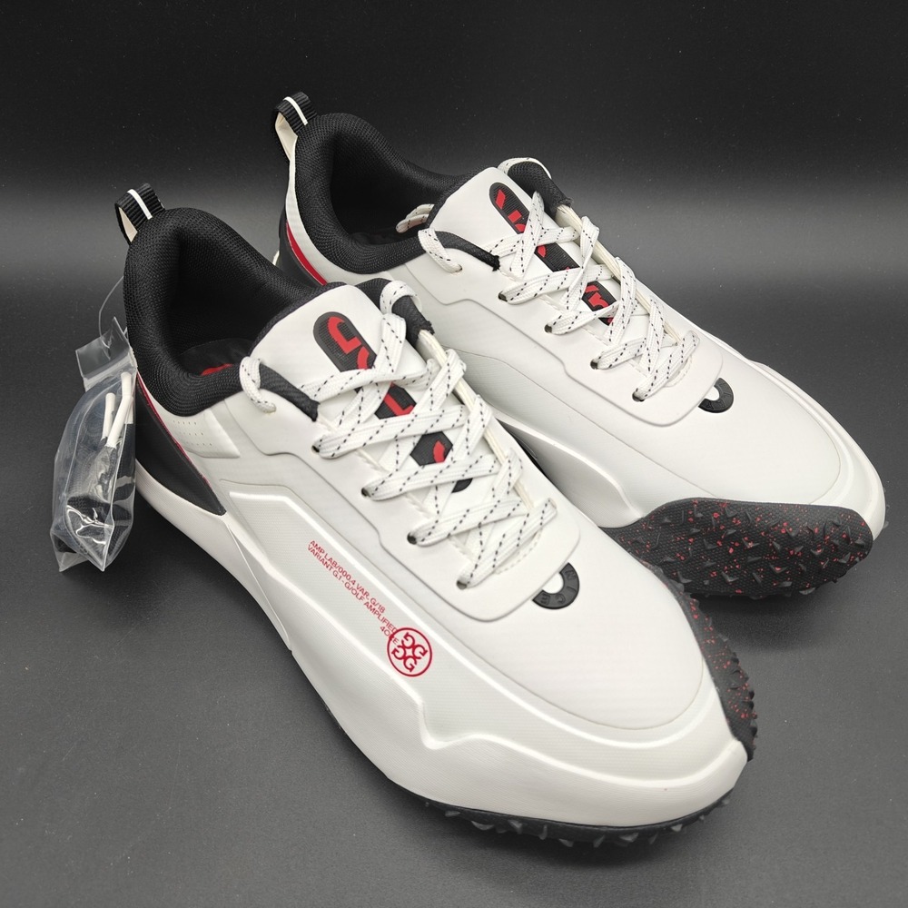 G/FORE G/18 Golf Shoes Spikeless Mens Size 10 White Red Snow Onyx NWOB
